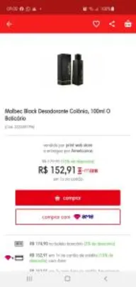 Malbec Black Desodorante Colônia, 100ml O Boticário | R$152