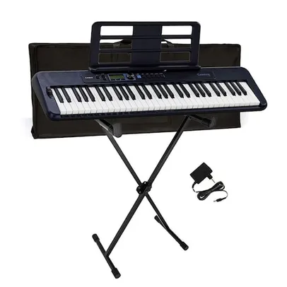 Kit Teclado Musical CASIOTONE CT-S300 Preto APP Chordana Play + Suporte X + Capa