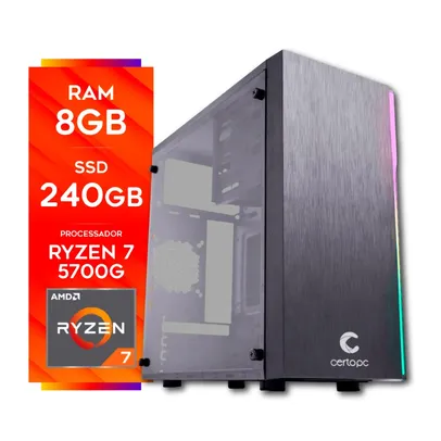 Computador AMD Ryzen 7 5700G 8GB SSD 240GB Radeon Vega 8 Certo PC Dinamic VII 1102