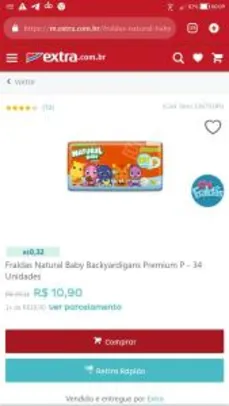 Fraldas Natural Baby Backyardigans Premium P - 34 Unidades - R$11