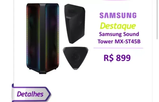 Sound Tower Samsung MX-ST45B Preta 160W RMS Som Bi-direcional, Preto