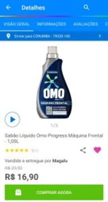 Sabão Líquido Omo Progress Máquina Frontal 1,05 L