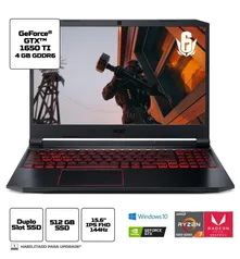 Notebook Gamer Aspire Nitro 5 AN515-44-R8HN AMD Ryzen 7 8GB 512GB SSD GTX1650 TI 15,6' Windows 10