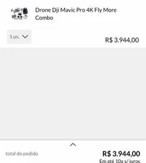 Drone Dji Mavic Pro 4K Combo. - R$ 3944