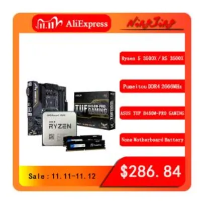 Ryzen 5 3500x + asus tuf b450m pro gaming + 2x8 ddr4 2666mhz | R$1582