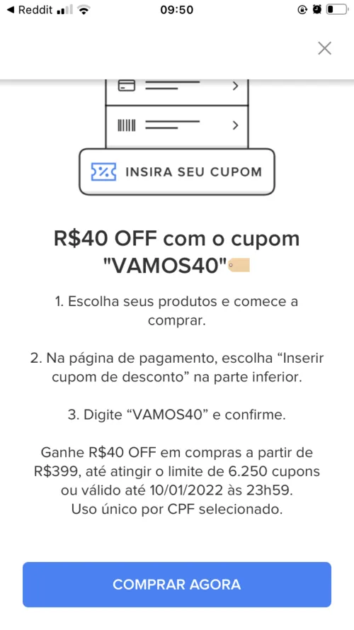 Imagem na descrição da promoção