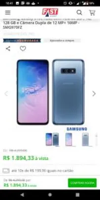 Smartphone Samsung Galaxy S10e R$1894