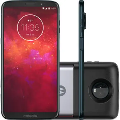 [R$871 AME+PRIME] Smartphone Motorola Moto Z3 Play - Power Pack & Dtv Edition Dual Chip Android Oreo - 8.0 Tela 6" Octa-Core 64GB - Índigo