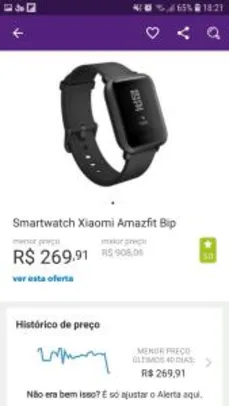 Smartwatch Amazfit Bip A1608 - R$270