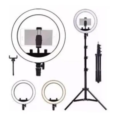 Kit Completo Ring Light 10 Polegadas Com Tripé Dimmer Youtuber Selfie Pro | R$66