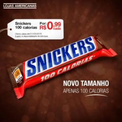 [Americanas - Loja Física] Snickers 100 calorias - R$1