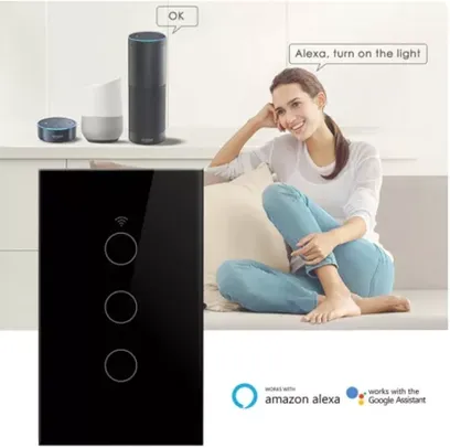 Interruptor de Luz Inteligente Aubess Wi-Fi, Tuya Touch, Compatível com Alexa Google Home