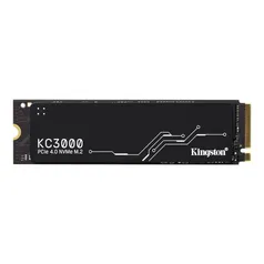 SSD 1 TB Kingston KC3000, M.2 2280 PCIe, NVMe, Leitura: 7000MB/s e Gravação: 6000MB/s - SKC3000S/1024G