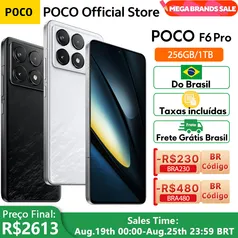 [Já com impostos] POCO-F6 Pro Smartphone, Versão Global, Snapdragon, 5G ®Display AMOLED HyperCharge WQHD + Flow NFC, 8 Gen 2, 120W, 120Hz