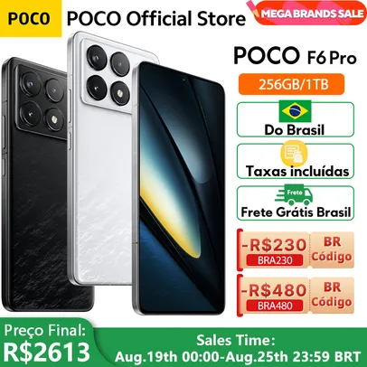 [Já com impostos] POCO-F6 Pro Smartphone, Versão Global, Snapdragon, 5G ®Display AMOLED HyperCharge WQHD + Flow NFC, 8 Gen 2, 120W, 120Hz