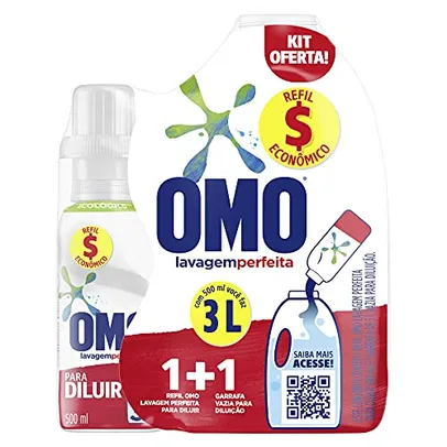 Sabão Liquido Concentrado Refil Omo Lavagem Perfeita Para Diluir 500Ml, Omo