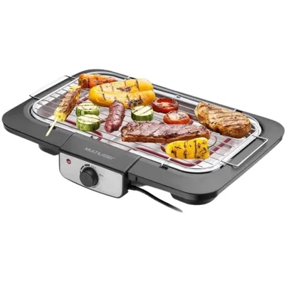 Churrasqueira Elétrica Inox Gourmet 127V 1800W Preta CE131 Multi - com regulagem de temperatura e bandeja coletora de gordura - multilaser