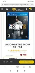 GAME JOGO MLB THE SHOW 18 - PS4 | R$9