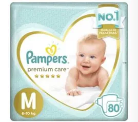 Fraldas Pampers Premium Care M 80 Unidades + 50% Off na segunda unidade!