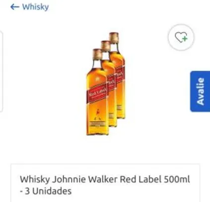 Whisky Johnnie Walker Red Label 500ml - 3 Unidades | R$120