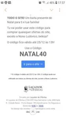 Cupom 40% Off na madrugada insana do lacador de ofertas.