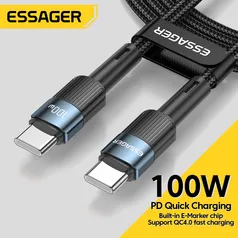 Cabo de dados Essager 100w USB C para USB C premium, 1 metro - Carregamento rápido Smartphone