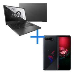 Notebook ASUS ROG Zephyrus G14 GA401IV-HE251T Cinza + Smartphone ASUS ROG Phone 5s 8GB/ 128GB Preto