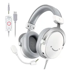 [APP]Headset Gamer Fifine H9, Som Surround 7.1, USB, Console e PC, Branco - H9W