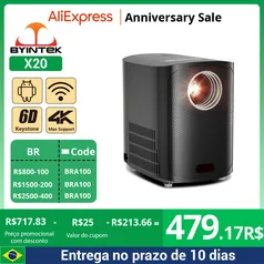  [Do brasil] Projetor Byintek X20 Portátil Mini LED,  1080P, Suporte 4K