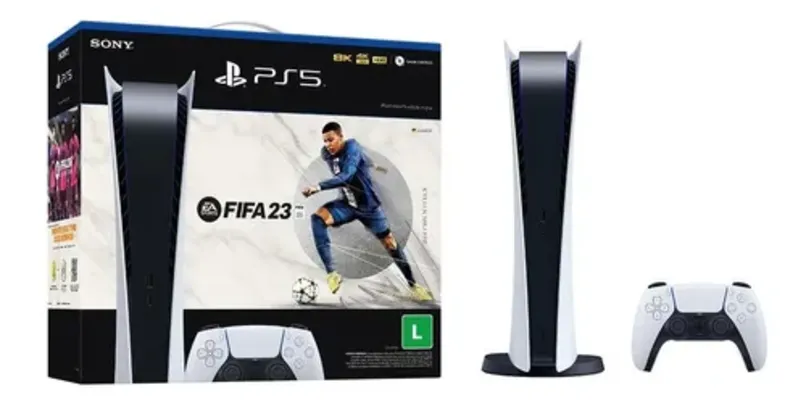 Playstation 5 Edição Digital 2022 825gb 1 Controle - Sony Com Fifa 23 Lançamento