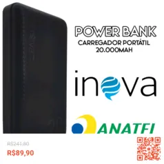 Carregador Portátil Power Bank INOVA Rápido 20000mah 2 Saídas