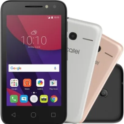 Smartphone Alcatel PIXI4 Metallic Dual Chip Android 6.0 Tela 4" Memória 8GB 3G Câmera 8MP Selfie 5MP Flash Frontal Quad Core - Preto - R$253