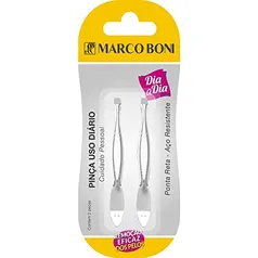 [PRIME] Kit com 2 Pinças para Sobrancelhas, Ponta Reta, Aço Inox, Marco Boni, 2 Unidades