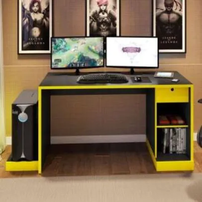 Mesa Para Computador Notebook Desk Game Drx 3000 Preto/amarelo - Móveis Leão | R$405