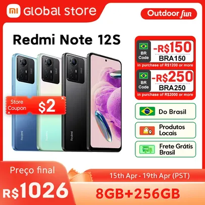 (DoBrasil) Smartphone Xiaomi Redmi Note 12S 256GB 8GB Ram Versão Global