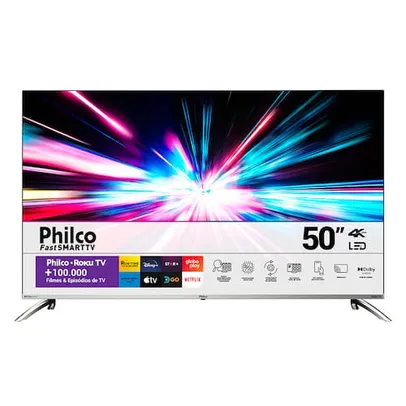 [1°Compra R$1751] Smart TV 50 LED UHD 4K Philco PTV5 0G7PR2CSB com HDMI, USB, Wi-Fi e Dolby Audio