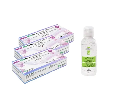 Kit 3x Autoteste COVID-19 + Álcool em Gel 110g