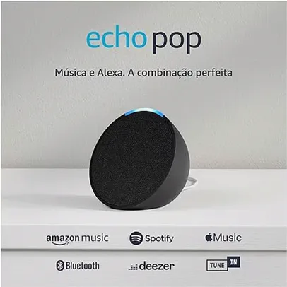 REEMBALADO: Echo Pop Smart speaker compacto com som envolvente e Alexa Preta