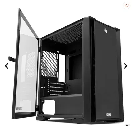 GABINETE GAMER PICHAU HX550 B, MID-TOWER, LATERAL DE VIDRO, COM 3 FANS, PRETO, PG-HX55-BK01