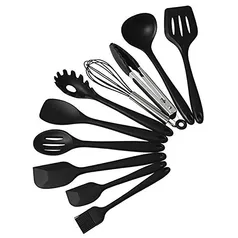 Conjunto Kit De Utensílios De Cozinha 10 Peças Silicone Inox