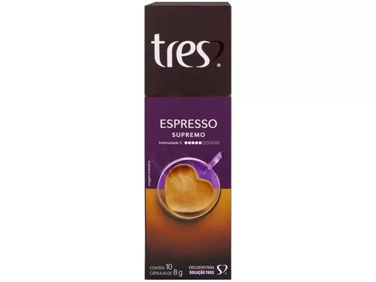 [Cliente Ouro | Leve 3 Pague 2] Cápsula de Café Espresso Supremo TRES 3 Corações - 10 Cápsulas