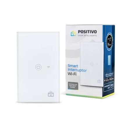 Smart Interruptor Wi-Fi Positivo Casa Inteligente, Configuração Livre de Frustração, 1 Botão Touch, Branco - Compatível apenas com Alexa