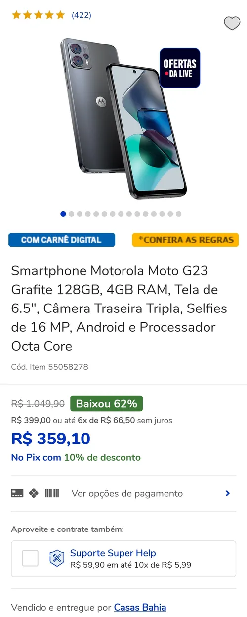 Imagem na descrição da promoção