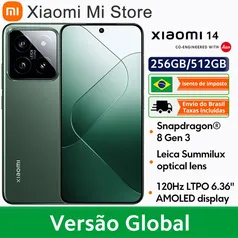 [BR] Smartphone Xiaomi 14 Versão Global Snapdragon®8 Gen 3, NFC, Tela 6,36 "AMOLED 120Hz, Câmera Leica de 50MP, Carregamento 90W, IP68, NFC 