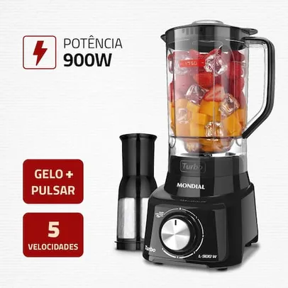 Liquidificador Mondial TURBO Full Black L900FB - 900W com 5 Velocidades 