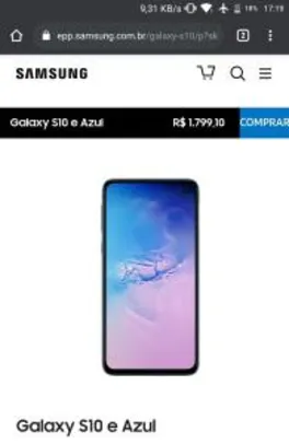 Samsung Galaxy S10e - R$1799