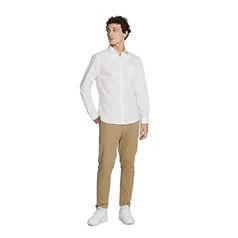 Camisa Básica Masculina Mangas Longas Em Tecido Branco XXG