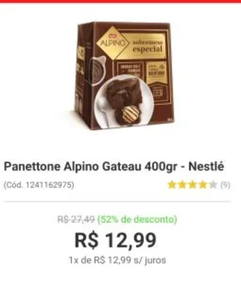 Panetone Alpino Gateau - 400g | R$ 13