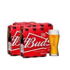 Kit Budweiser com 4 Packs de 6 unidades 343 ml + copo 400 ml grátis - R$ 46