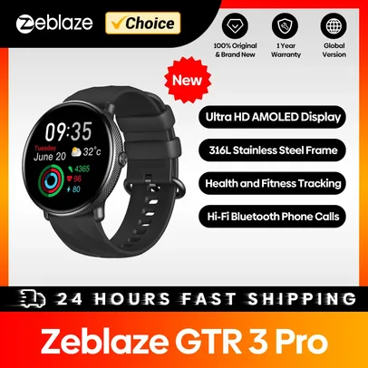 Smartwatch Zeblaze GTR 3 Pro para Homens e Mulheres, Fitness e Bem Estar, Display AMOLED, Aço